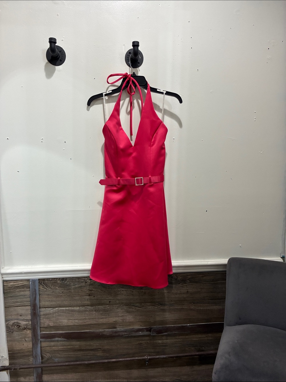 Scott McClintock Hot Pink Halter Belted Mini Dress